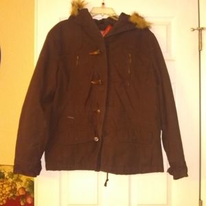 Faded Glory Brown Hooded Winter Jacket Size 1X (16W)
